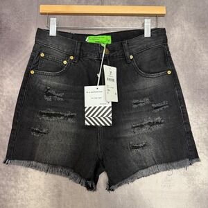 Free People X Sandrine Rose Virgin Label Black Cut Off Short Shorts Size 25 $136